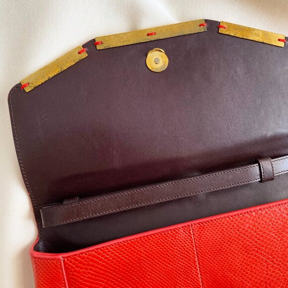 Lanvin Red Lizard Leather Miss Sartorial Wristlet/Clutch - Picture 2 of 14